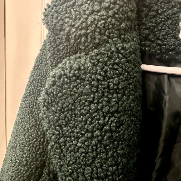 Noisy May Teddy Sherpa Fluffy Coat Emerald Green Soia Kyo - Picture 5 of 9
